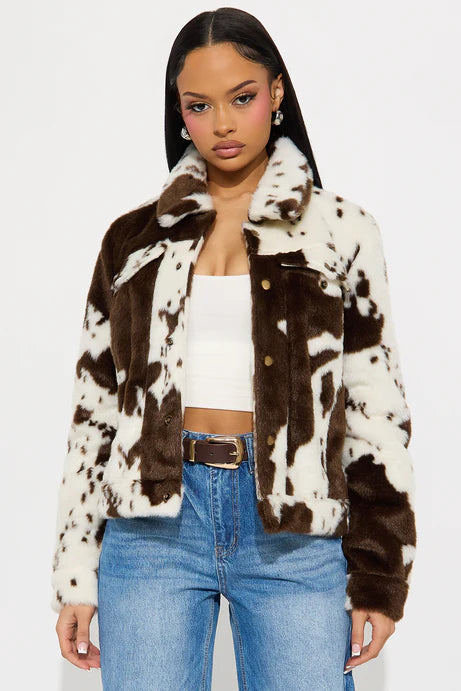Pure Instinct Faux Fur Jacket - Cream/combo