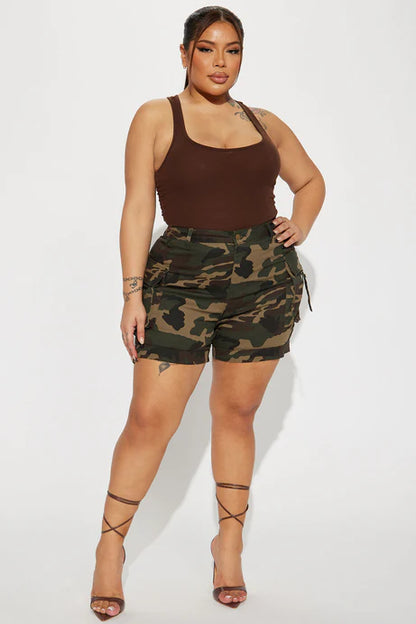 High Status Camo Cargo Short - Olive/combo