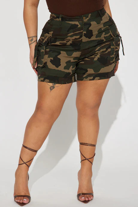 High Status Camo Cargo Short - Olive/combo